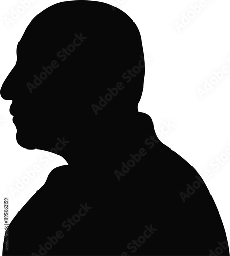 an old man head silhouette vector