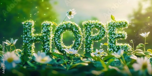 The word hope is written in a flowery font
