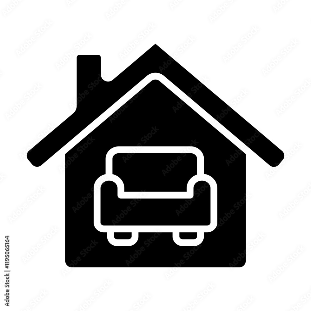 Living Room Vector Glyph Icon Design Living Room Vector Glyph Icon Design