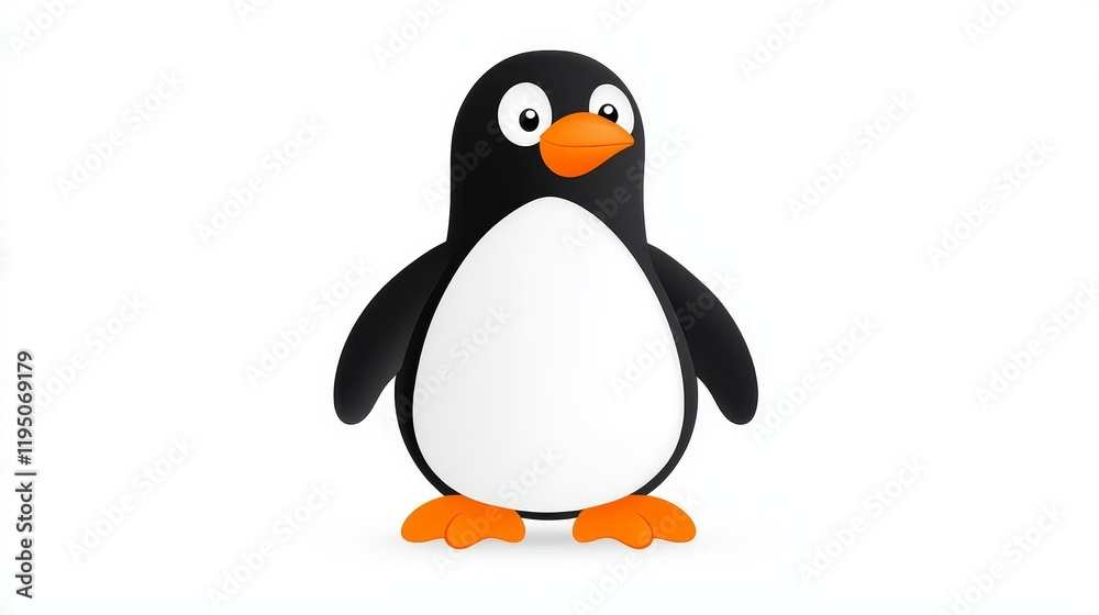 Fototapeta premium A simple, modern-style drawing of a penguin, lacking eyes.