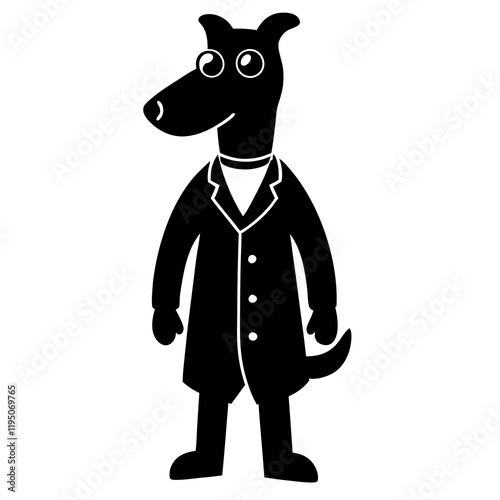 profesor dog full body  cute simple cartoon design silhouette 