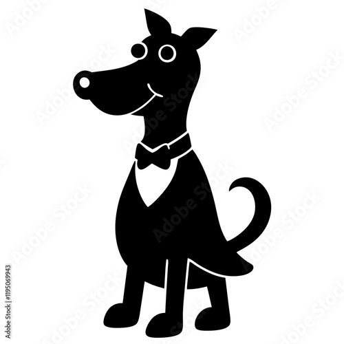 profesor dog full body  cute simple cartoon design silhouette 