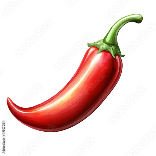 A watercolor of a chili pepper, isolated on a white background. Chili pepper vector.
