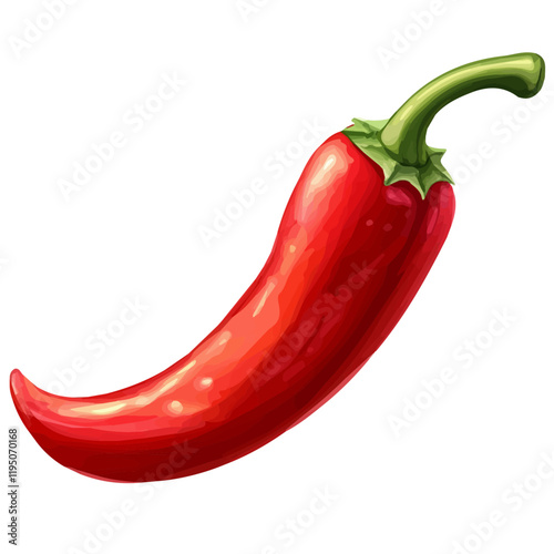 A watercolor of a chili pepper, isolated on a white background. Chili pepper vector.
