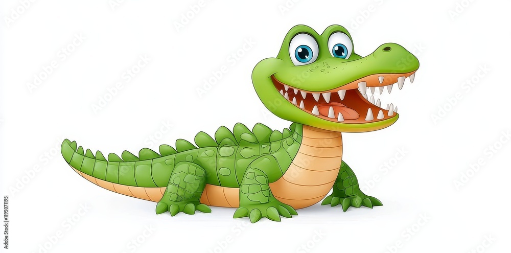 Obraz premium A delightful crocodile cartoon designed for children's coloring books, featuring a cute, playful reptile in a fun, happy style.