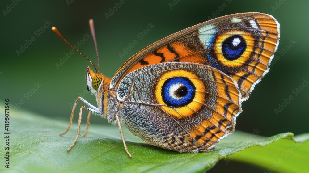 Fototapeta premium A close-up of a colorful butterfly resting on a leaf in Khao Sok, showcasing the park's rich insect life.