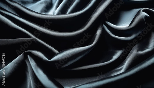 Black shining draped velour as a background. 