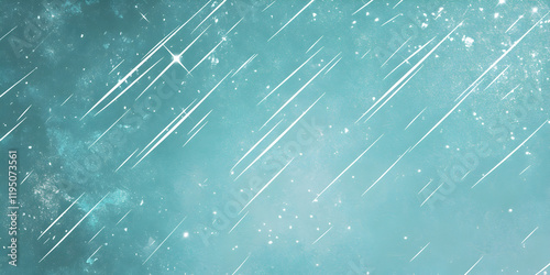 Aqua Rain Streaks: Abstract teal background with diagonal streaks of light, resembling rain or falling stars, creating a dynamic and ethereal atmosphere. 