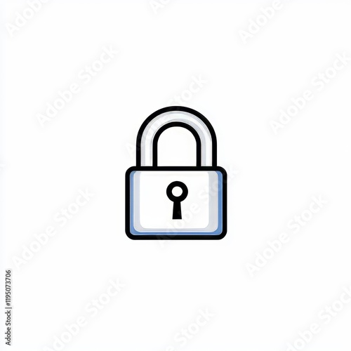 A modern, 1-bit pixel art icon of a retro vintage locked padlock in black and white, symbolizing privacy and access safety. photo