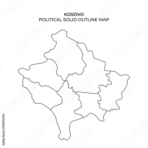 Solid outline map of Kosovo showing political divisions