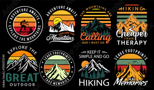 Hiking Mountain Outdoor T-Shirt Design Vector Art & Illustration