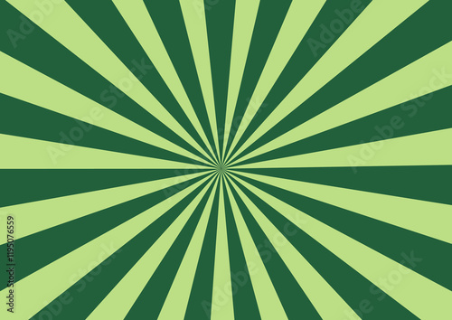 retro sunburst pattern background in light and dark green stripes radiating from center point