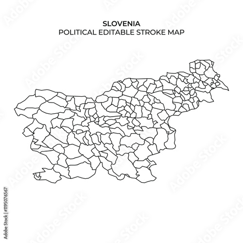 Political map of Slovenia with editable stroke design for use
