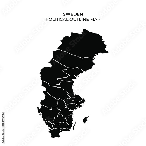 Sweden political outline map illustration for educational use