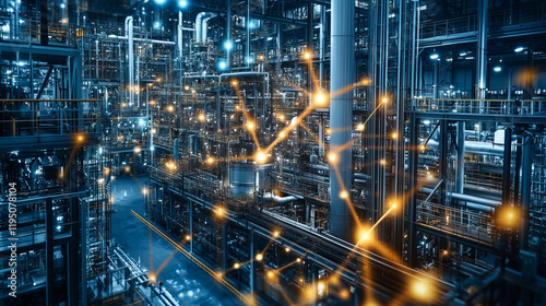 Obraz na płótnie industrial iot and smart factory connectivity showcasing industry 4.0 digital transformation with advanced industrial network infrastructure and process automation in manufacturing plants w salonie