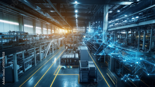 Wallpaper Mural smart factory automation with agv systems in connected digital manufacturing environment leveraging industrial iot and robotics for intelligent logistics and real-time process optimization   Torontodigital.ca