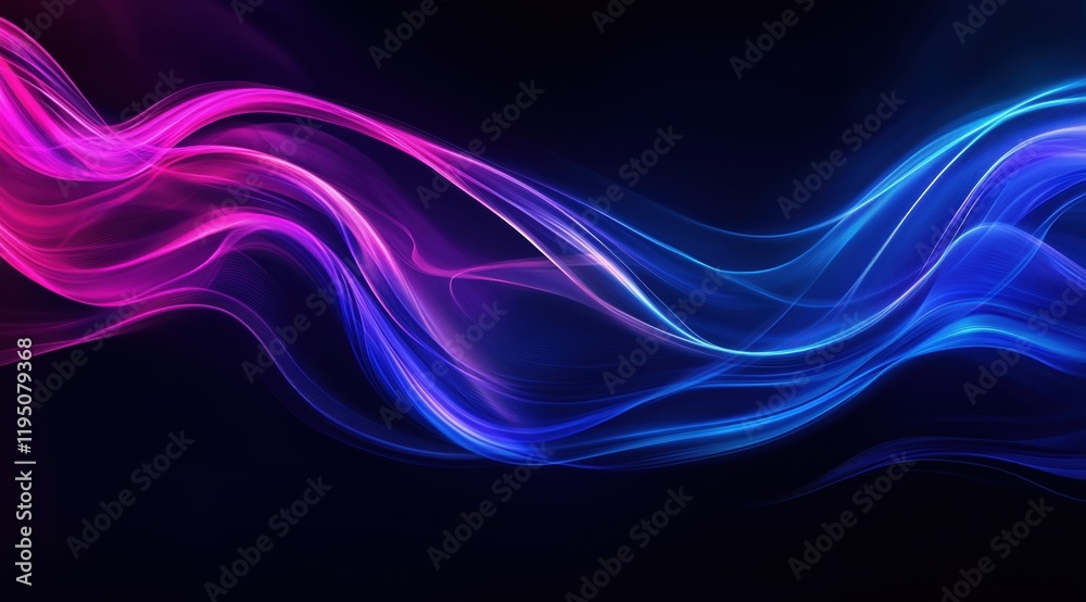 Big neon wave background on black background Big neon wave background on black background