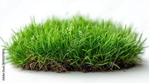 Lush, vibrant green lawn: a perfectly manicured patch of healthy, evenly cut grass blades photo