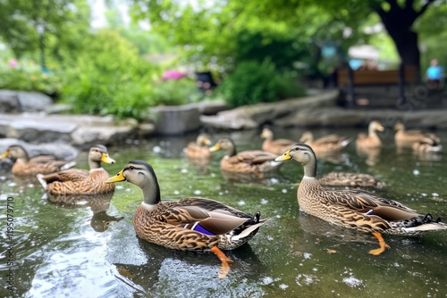 Park Ducks in a Peaceful Pond photo