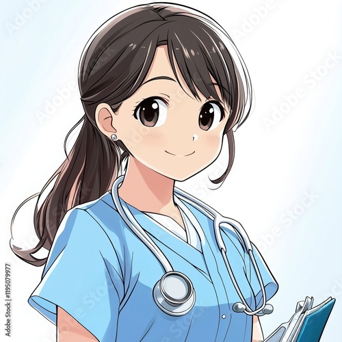 Cute cartoon nurse girl character illustration