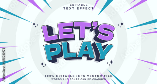 Editable text style effect - Let's Play text style theme.