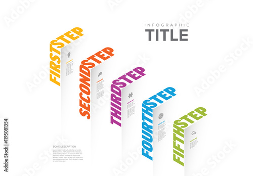 Obraz na płótnie Five Step Infographic Design Template with Colorful Text on the edge w salonie
