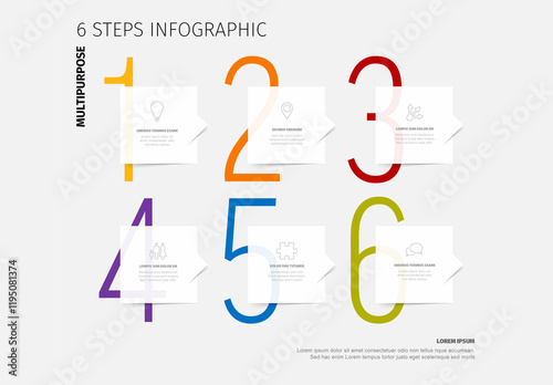 Obraz na płótnie Colorful Six Step Process Progress Infographic Layout Design Template w salonie