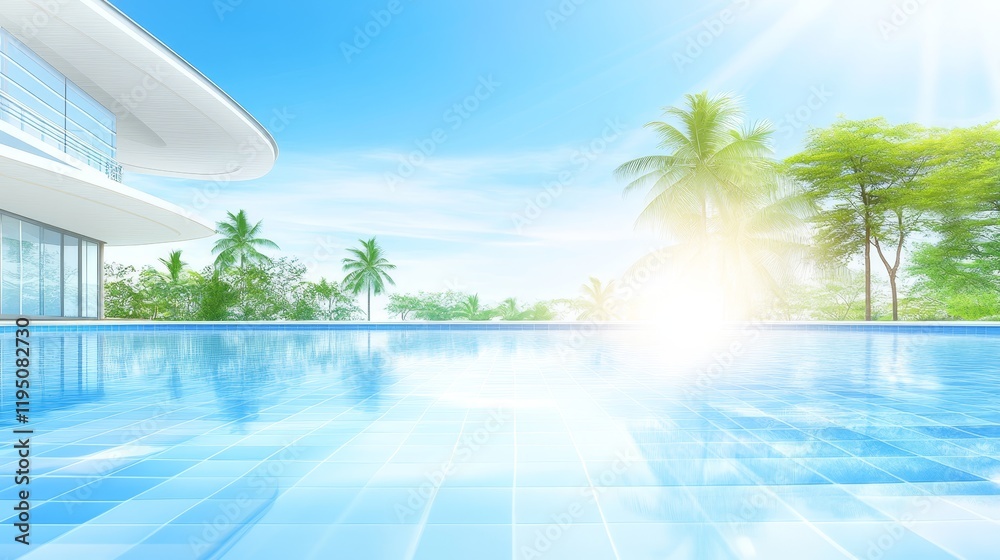 Fototapeta premium Sparkling blue pool oasis refreshing escape under the summer sun invigorating