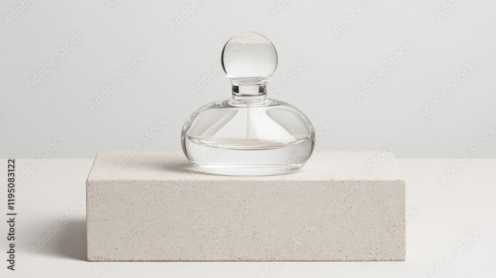 Perfume minimal style, A geometric-shaped perfume bottle displayed on a surface, showcasing modern design and aesthetic appeal in high fidelity quality. Perfume minimal style, A geometric-shaped perfume bottle displayed on a surface, showcasing modern design and aesthetic appeal in high fidelity quality.