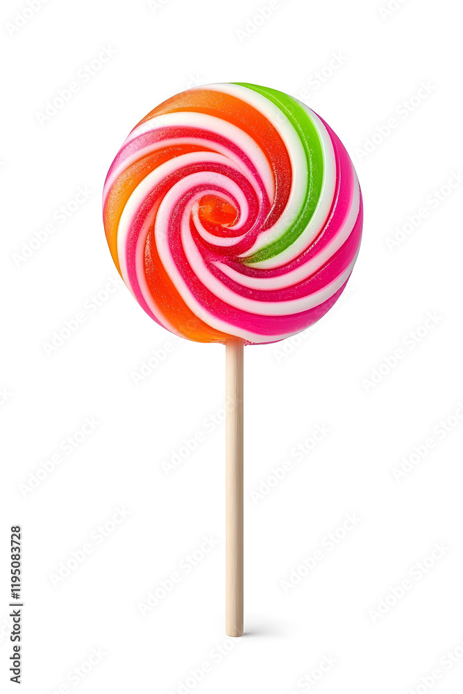 Red lollipop on stick isolated on white background Red lollipop on stick isolated on white background