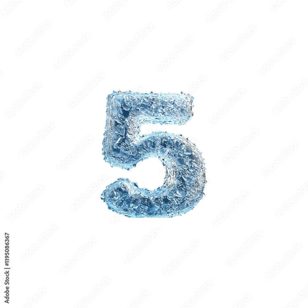 3d rendering of the number 5 in a ice on a dark blue png 3d rendering of the number 5 in a ice on a dark blue png