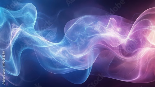 Abstract flowing smoke effect with blue and purple gradient background pattern