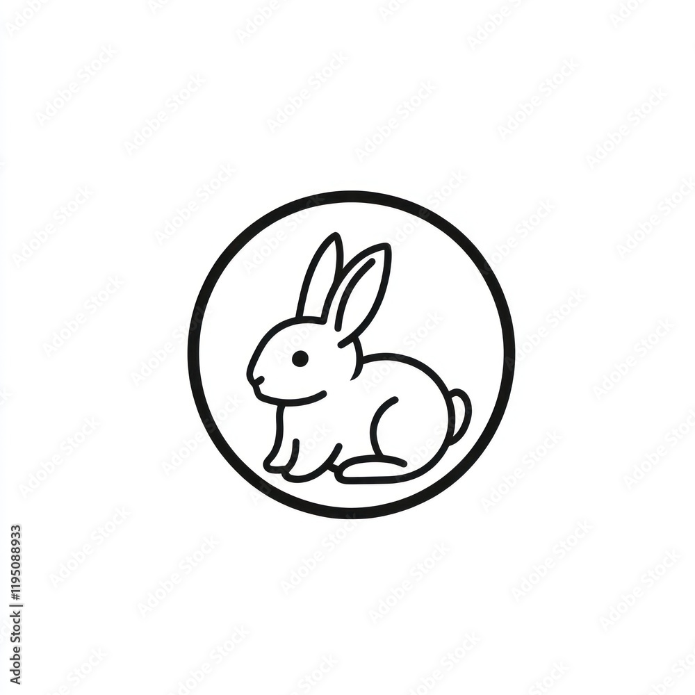 Simple Outline of a Bunny Inside a Circle, for Animal Symbol Use Simple Outline of a Bunny Inside a Circle, for Animal Symbol Use