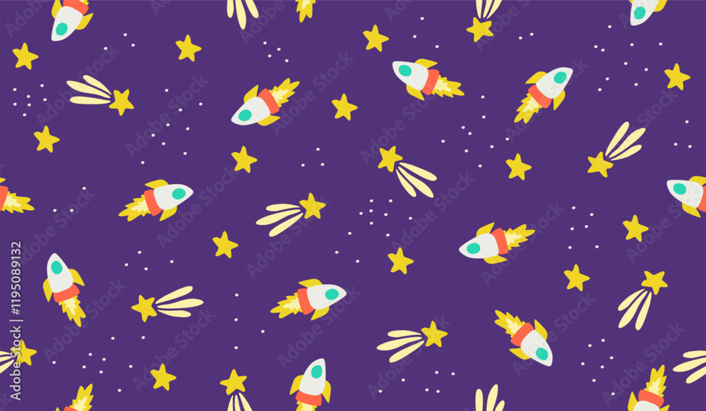 Cute cartoon space pattern background vector design