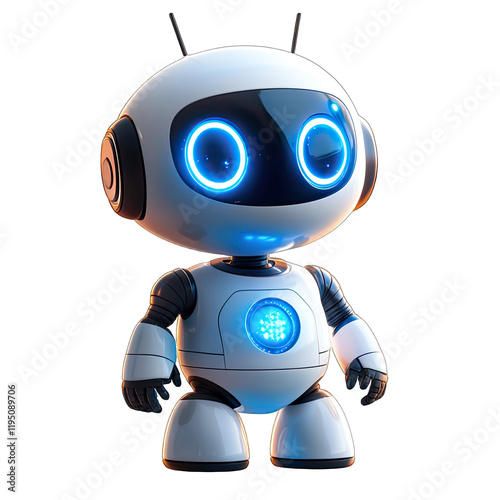 Cute Mini ai robot isolated on transparent background