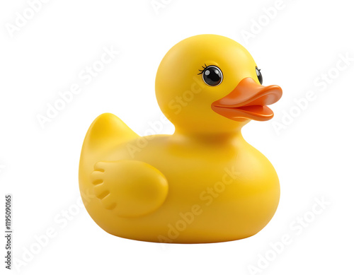 yellow duck toy isolated on transparent background photo