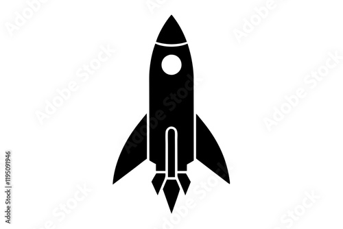 Rocket Ship Silhouette Icon Vector Illustration – Space Exploration Design SVG