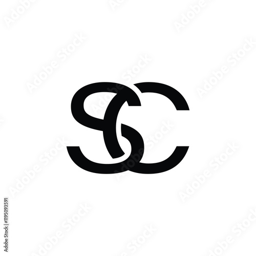 Elegant Minimal Black SC Interlocking Letters Logo on White Background