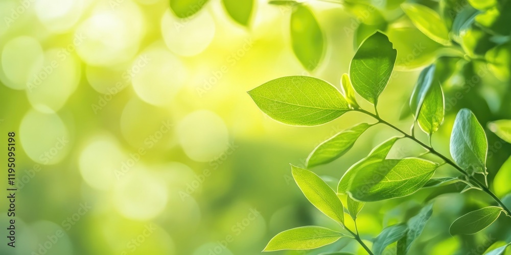 Vibrant green leaves in sharp focus with softly blurred green background creating a fresh garden ambiance ideal for wallpaper and ample copy space
