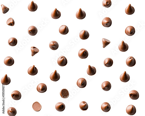 Isolated Pattern of Falling Chocolate Chips