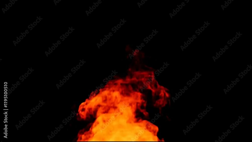 Explosive flame blast filling the screen with fiery intensity against black Explosive flame blast filling the screen with fiery intensity against black