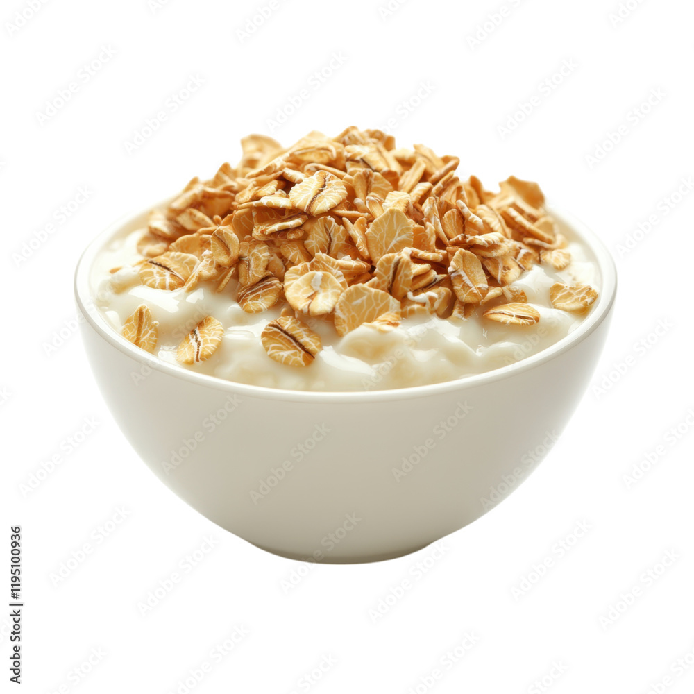Delicious Creamy Oatmeal with Toasted Oats in a White Bowl A Perfect Healthy Breakfast Delicious Creamy Oatmeal with Toasted Oats in a White Bowl A Perfect Healthy Breakfast