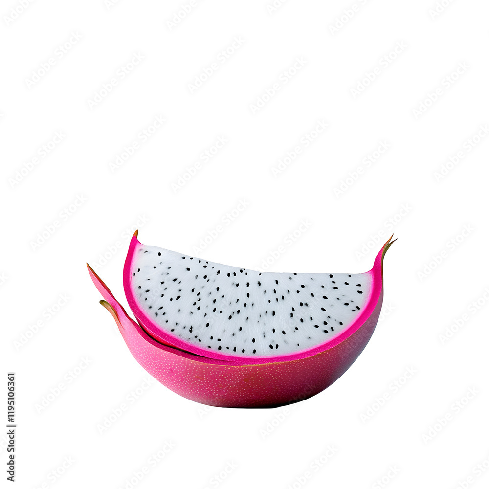 Two Dragon Fruit Slices Isolated on Transparent Background