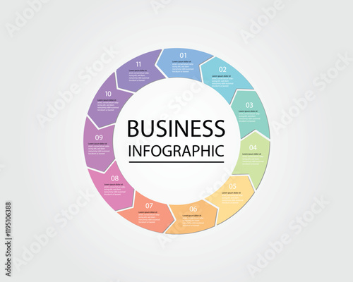 Business Infographic modern design template for banners and infographics for 11 circle arrow step