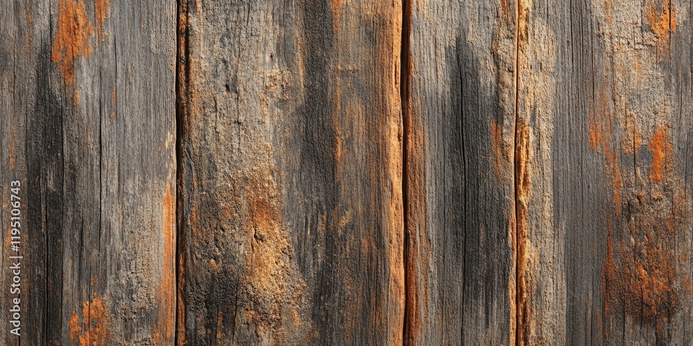 Textured grunge wood background with dark grey and orange hues, vertical wooden planks with weathered lines creating a natural organic feel Textured grunge wood background with dark grey and orange hues, vertical wooden planks with weathered lines creating a natural organic feel