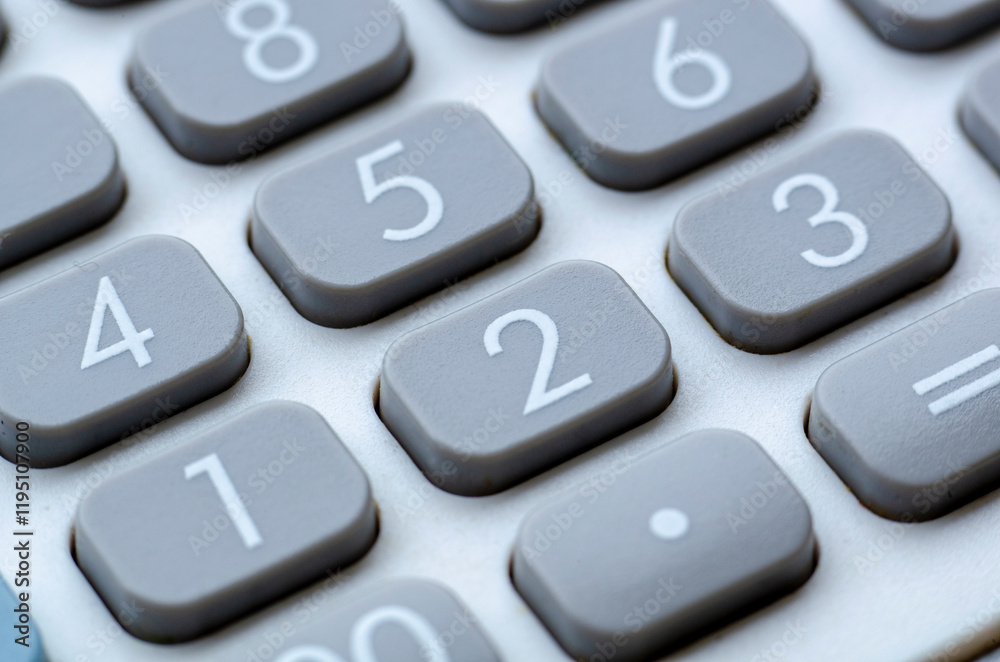 Close up of calculator button or key Close up of calculator button or key