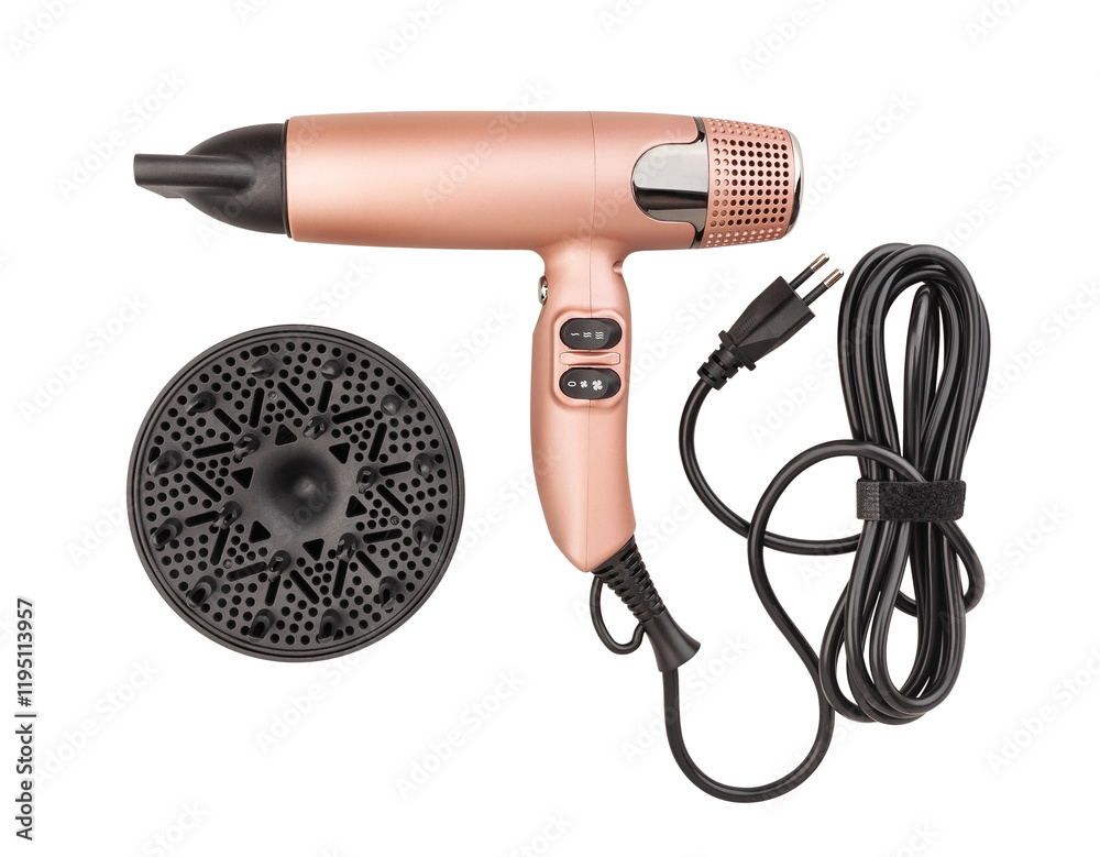 Fotografie hair dryer path isolated on white