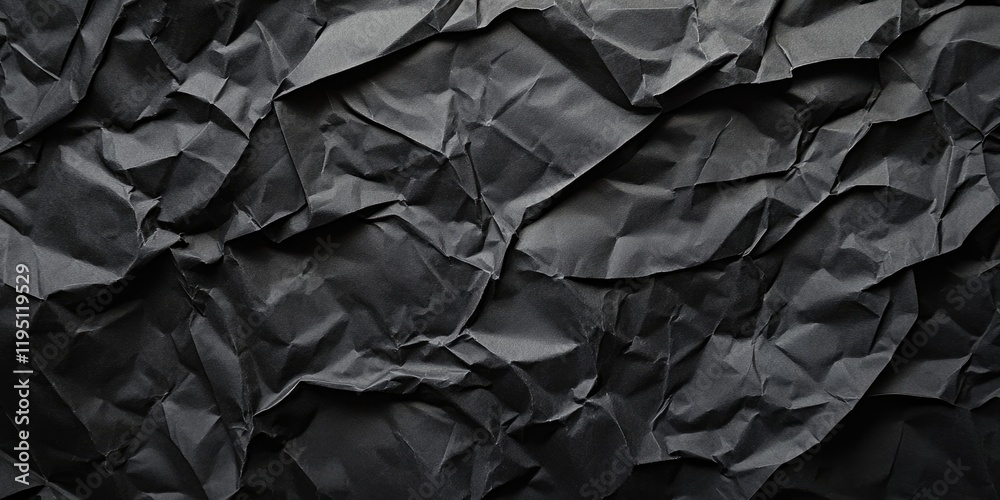 Crumpled black paper background with deep creases showcasing a rich grunge texture in various shades of black and charcoal across the surface. Crumpled black paper background with deep creases showcasing a rich grunge texture in various shades of black and charcoal across the surface.