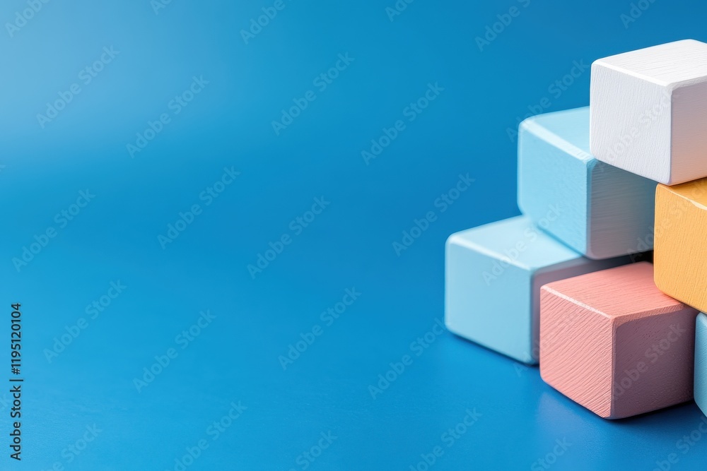 Obraz premium Logic-Based Problem Solving Framework Illustrated with Colorful Blocks and Background