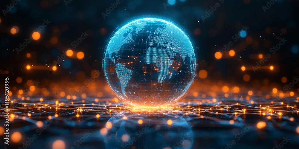 glass sphere, background with stars, background with space for text glass sphere, background with stars, background with space for text